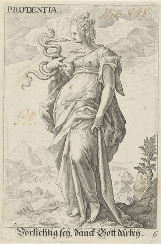 Voorzichtigheid (Prudentia), Jacob Matham (attributed to), 1587 - 1637 Canvas Print