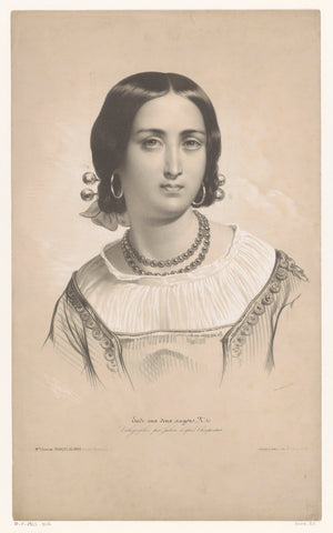 Portrait of a woman in regional costume, Bernard Romain Julien, c. 1848 - c. 1853 Canvas Print