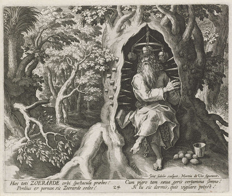 Saint Andreas Zoërardus as a hermit, Johann Sadeler (I), 1594 Canvas Print