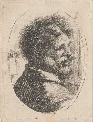 Head of a man with a beard, seen half on the back, Stefano della Bella, 1620 - 1647 Canvas Print