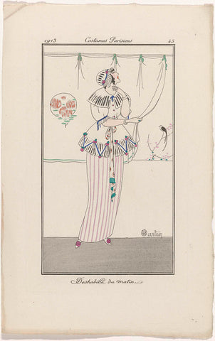 Journal des Dames et des Modes, Costumes Parisiens, 1913, No. 45 : Deshabillé du matin, Charles Martin, 1913 Canvas Print