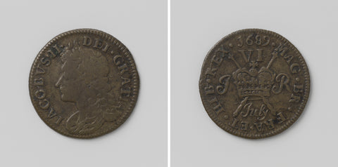 Six pence, James II, King of England, emergency coin from July 1689, anonymous, 1689 Canvas Print