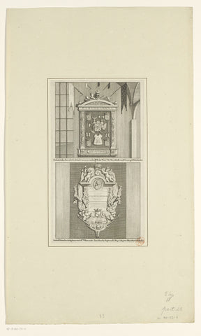 Tomb monuments of field marshal Paulus Wirtz and rear admiral Willem van der Zaan in the Oude Kerk in Amsterdam, anonymous, 1693 - 1726 Canvas Print