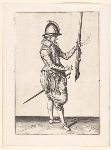 Soldier holding his rudder upright with his left hand, Jacob de Gheyn (II) (workshop or), 1597 - 1607 Canvas Print