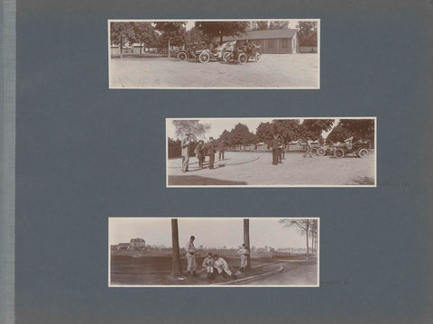 Four soldiers in the roadside of a road in France, anonymous, 1902 Canvas Print