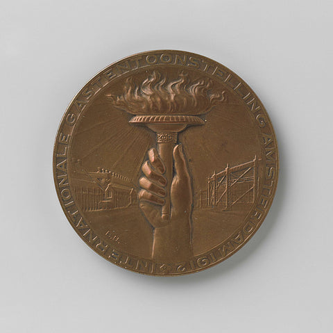 Prize medal awarded on the occasion of the International Gas exhibition Amsterdam 1912, to the management and participants of the exhibition, Koninklijke Utrechtsche Fabriek van Zilverwerken by C.J. Begeer, 1912 Canvas Print