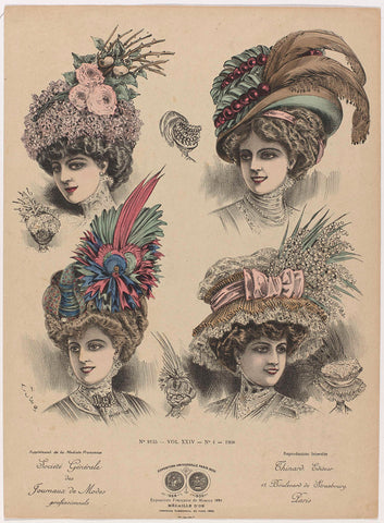 Supplément de la Modiste Française, Société Générale des Journals de Modes professionnels 1908, No. 9145, Vol. XXIV, No. 4, Cléo, 1908 Canvas Print