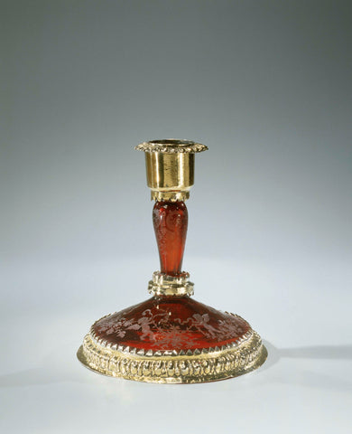 Candlestick of ruby glass with gilt silver frame, anonymous, c. 1700 Canvas Print