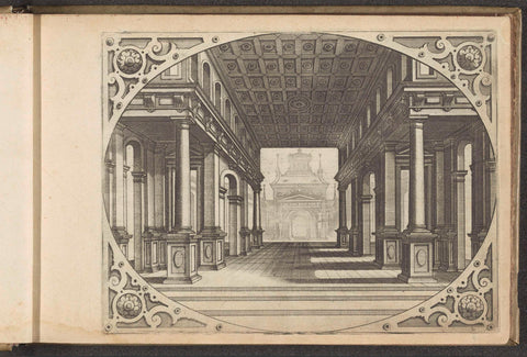 Open hall with a colonnade on both sides, Johannes or Lucas van Doetechum, 1601 Canvas Print