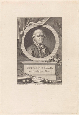 Portret van Adriaan Braak, Reinier Vinkeles (I), 1781 - 1816 Canvas Print