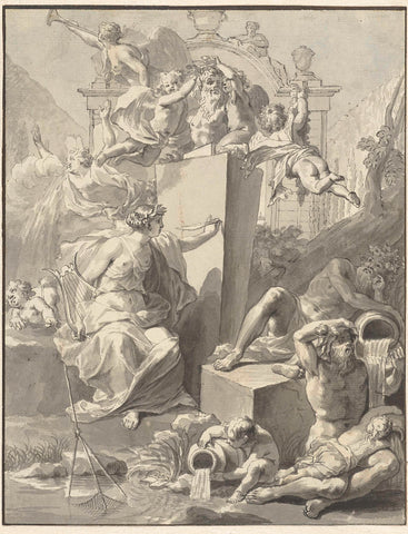 Design for the title page of W. van der Hoeven, Westermeer, 1721, Jan Wandelaar, 1721 Canvas Print