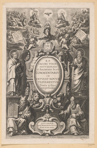 Title page for: J. Tirinus, Commentarius in Vetus et Novum Testamentum, Antwerp, 1632, Cornelis Galle (I), 1632 Canvas Print