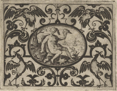 Ornament print with birds, Heinrich Renbage, c. 1600 Canvas Print