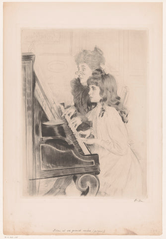 Portrait of Ellen Helleu and her grandmother behind the piano, Paul César Helleu, 1897 Canvas Print