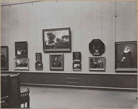 Room with paintings of the early Haarlem school, including portraits, landscapes and still lifes, c. 1900 - c. 1950 Canvas Print