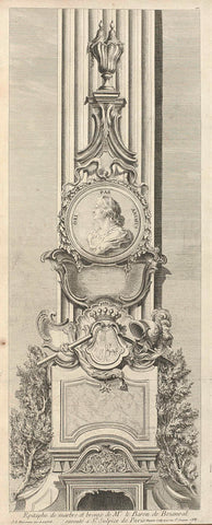 Epitaph of baron de Besenval in Paris, Gabriel Huquier, Juste Aurèle Meissonnier, 1738 - 1749 Canvas Print