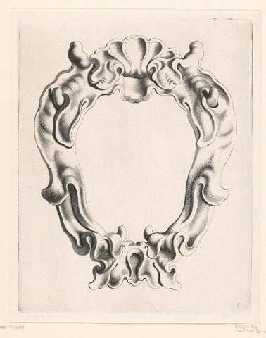 Cartouche met kwabornament, bovenaan een schelpvorm, Michiel Mosijn, 1640 - 1655 Canvas Print