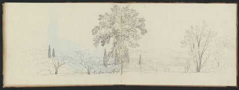 Mountain landscape with a house and trees, Abraham Teerlink, c. 1808 - c. 1857 Canvas Print