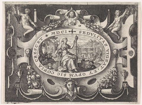 Arbeidzaamheid voort Arbeid brengt Rijkdom, Crispijn van de Passe (I), 1601 Canvas Print