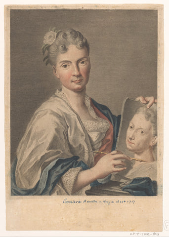 Portret van kunstenaar Rosalba Carriera, Giovanni Marco Pitteri, 1752 - 1762 Canvas Print