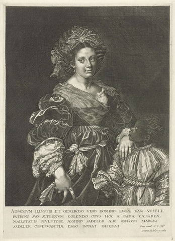Portrait of Laura de' Dianti and an Enslaved Servant, Aegidius Sadeler, 1624 - c. 1650 Canvas Print