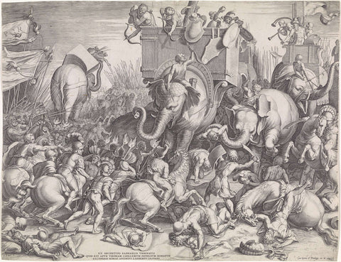 Battle of Zama between Scipio and Hannibal, Cornelis Cort, 1567 Canvas Print