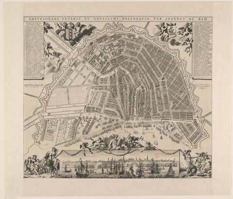 Map of Amsterdam, Johannes de Ram (possibly), Johannes de Ram, 1683 - 1684 Canvas Print