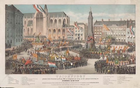 Triomftogt held within Amsterdam on 19 June 1865 on the occasion of the celebration of the fiftieth Anniversary of the Victory at Waterloo, Carel Christiaan Antony Last, 1865 Canvas Print