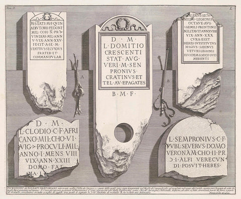 Inscriptions of the Praetorian guard found in the Villa de' Cinque, Giovanni Battista Piranesi, c. 1756 - c. 1757 Canvas Print