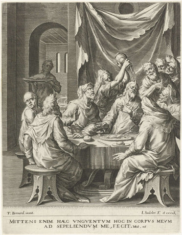 Anointing at Bethany, Johann Sadeler (I), 1570 - 1600 Canvas Print