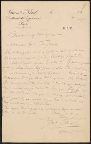 Letter to Filippo Tessaro, Jozef Israëls, in or after 1890 - 1907 Canvas Print