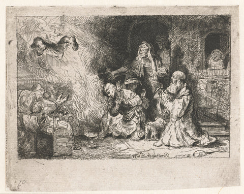 The angel departing from the family of Tobias, anonymous, after 1641 Canvas Print