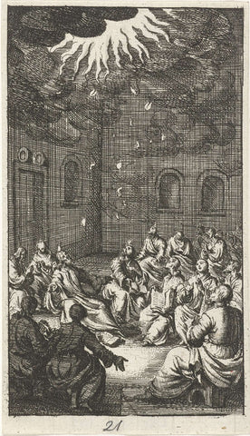Holy Spirit descends upon Mary and apostles, anonymous, 1681 - 1762 Canvas Print