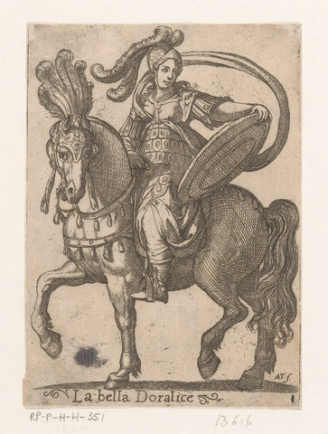 Doralice te paard, Antonio Tempesta, 1597 Canvas Print