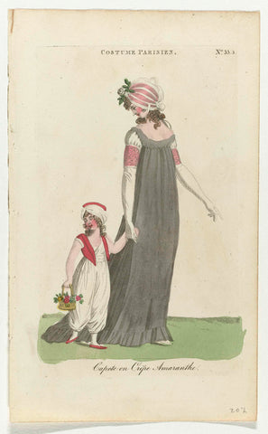 Magazine of Female Fashions of London and Paris, Costume Parisien, 1801, No. 33.3 : Capote en Crêp (...), anonymous, 1801 Canvas Print