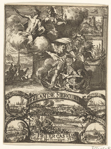 Titelpagina voor de Hollandsche Mercurius over het jaar 1675, Romeyn de Hooghe (attributed to), 1676 Canvas Print