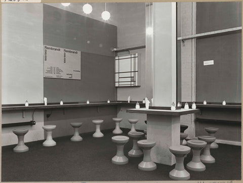 Coffee corner with plastic stools, c. 1969 Canvas Print