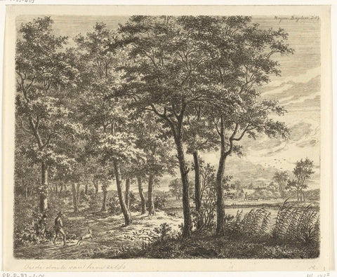 Landscape with dog and man wearing a branch forest, Ernst Willem Jan Bagelaar, 1798 - 1837 Canvas Print