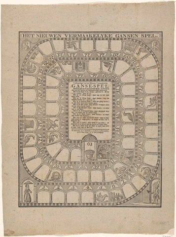 Goose board game, 1780, Hendrik Numan, 1780 Canvas Print