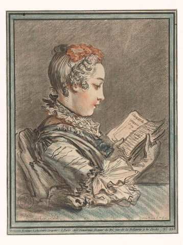 Reading woman, Gilles Demarteau, 1756 - 1776 Canvas Print