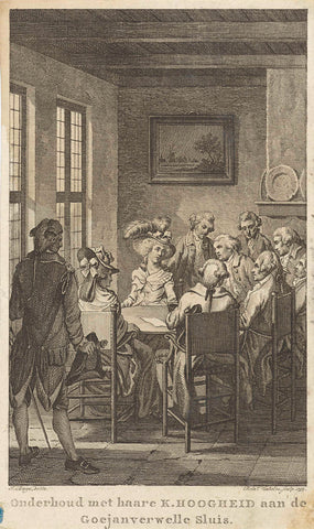 Interview with the princess at Goejanverwellesluis, 1787, Reinier Vinkeles (I), 1795 Canvas Print