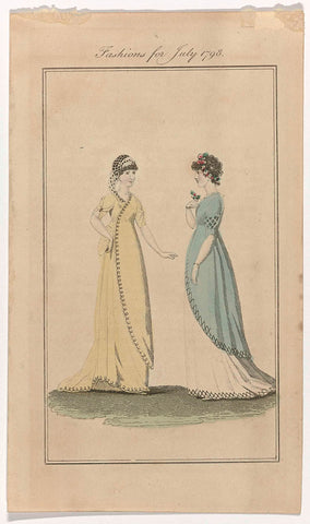 Ladies Monthly Museum, 1798 : Fashions for July 1798, anonymous, 1798 Canvas Print