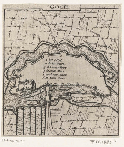 Map of Goch, 1631-1632, anonymous, 1632 - 1649 Canvas Print