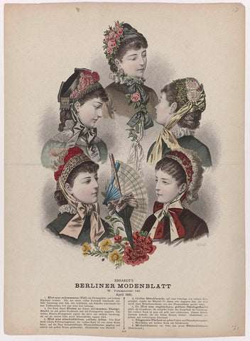 Berliner-Modenblatt, April 1881, No. 649 : Hat made of black tulle (...), anonymous, 1881 Canvas Print