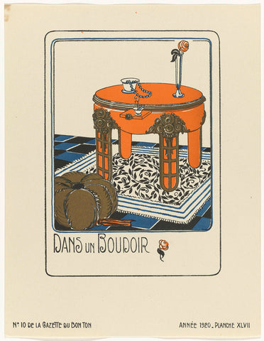 Gazette du Bon Ton, 1920 - No. 10, Sketch Pl. XLVII: Dans un boudoir, Bagge & Huguet, 1920 Canvas Print