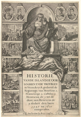 Geschiedenis mourns the murdered Hendrik IV, Crispijn van de Passe (II), 1633 Canvas Print