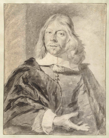 Portrait of a Man, Probably Philips Wouwerman (1619-1668), Cornelis Visscher (II) (copy after), c. 1650 - c. 1700 Canvas Print