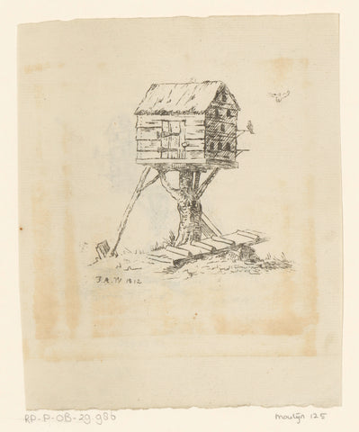 Tree stump with pigeon loft, Jacobus Adrianus Weiland, 1812 Canvas Print