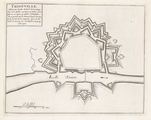 Map of Thionville, ca. 1693-1696, anonymous, 1693 - 1696 Canvas Print