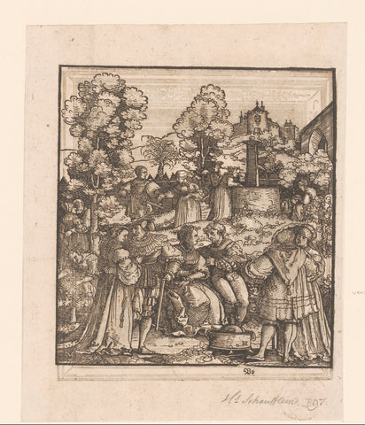 Company in a garden, anonymous, Hans Schäufelein, 1541 Canvas Print